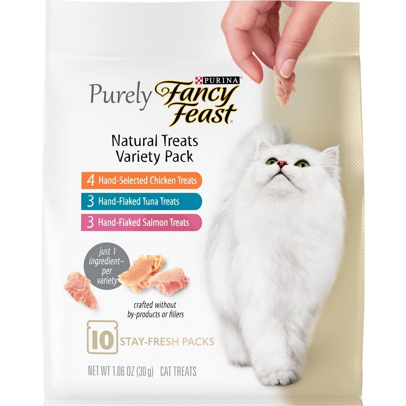 Purina Fancy Feast Purely Seafood Meaty Cat Treats - 1.06oz/10ct Variety Pack, 1 of 8