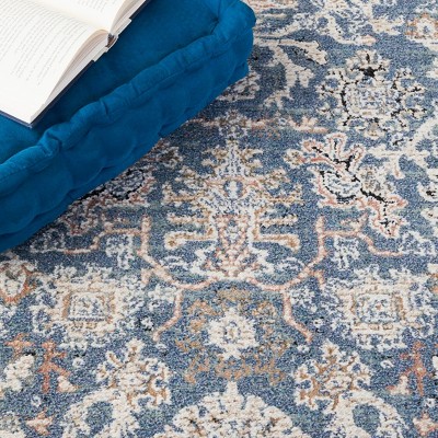Vivaldi 6'-7" Square Ivory and Navy Synthetic Rug