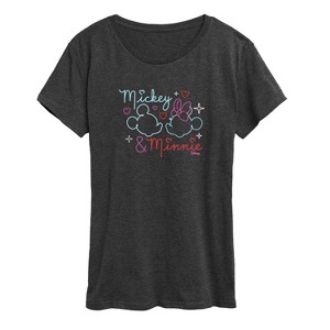 Women's - Disney - Mickey and Minnie Mouse Hearts Short Sleeve Graphic T-Shirt - 1 of 4