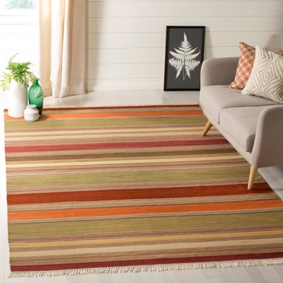 Handmade Striped Kilim 6' x 9' Wool and Synthetic Area Rug