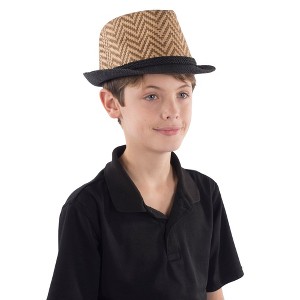 Dress Up America Brown Chevron Fedora Hat - One Size - 1 of 2