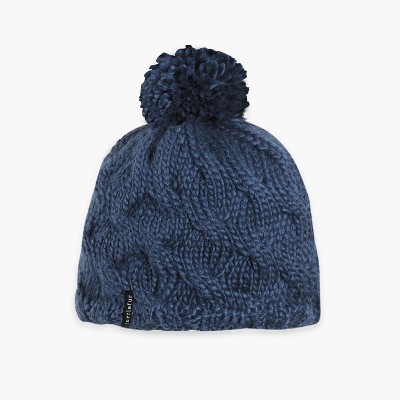 Turtle Fur Women's Wave On Wave Merino Wool Plush Fleece Lined Pom Beanie