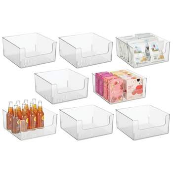  Hudgan Set Of 8 Stackable Organizer Bins, Straight Sides  Plastic Storage Containers for Pantry Organization and Kitchen Storage Bins,  Acrylic Clear Bins for Organizing: Home & Kitchen