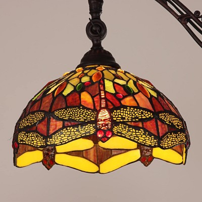 Empress Dragonfly Tiffany-Style Bronze Stained Glass Reading Floor Lamp