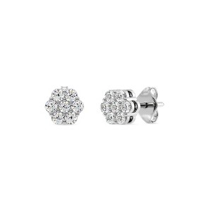 Gilded Lab-Grown Diamond 7 Stone Flower Earrings in 925 Sterling Silver & 14KT Yellow Gold-Plated Silver | 1/4, 1/2, 1, 2 Carat Total Weight - 1 of 4