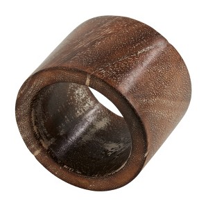 Saro Lifestyle Saro Lifestyle Round Napkin Rings With Wooden Design (Set of 4), Brown, - 1 of 4