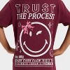 Girls' SmileyWorld 'Trust The Process' Oversized Short Sleeve Graphic T-Shirt - Red - 2 of 4