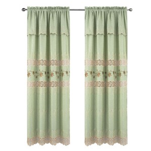 RT Designer Collection Antonia Macrame Luxurious Decorative Rod Pocket Curtain Panel 54" x 84" Sage - 1 of 4