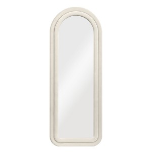 Beautyolove 24 in. W x 63 in. H Irregular Beige Flannel Wrapped Wood Framed Full Length Floor Mirror Wall Mounted or Leaning Mirror - 1 of 4