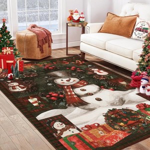 GustoWave Christmas Snowman Washable Non Slip Area Rug, Decorations Rugs for Living Room - 1 of 4