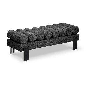 Meridian Furniture,Akeela Linen Textured Fabric Bench - 1 of 4