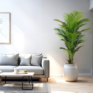 Tree City 6 Ft Artificial Palm Tree - Realistic Fake Areca Palm Plant in Pot, Tropical Faux Tree for Indoor & Outdoor Decor - 1 of 4