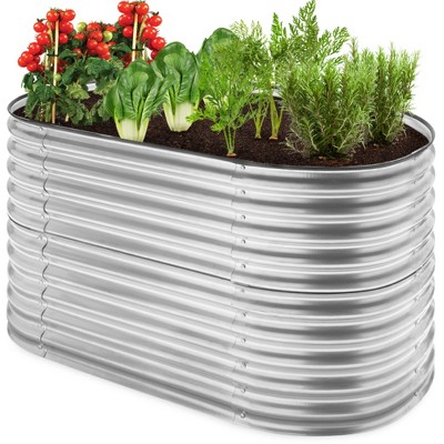 Best Choice Products 63in Oval Metal Raised Garden Bed, Customizable Outdoor Planter for Gardening, Plants