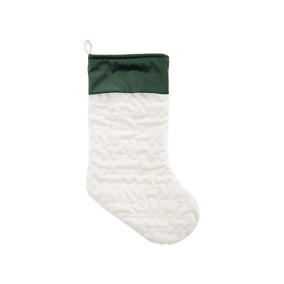 C&F Home Green Cuff Ivory Velvet Stocking