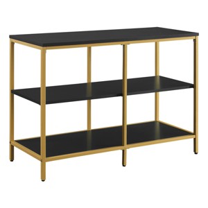 30" Modern Life Double 3 Shelves Bookcase Credenza Black - OSP Home Furnishings: Matte Finish, Gold Frame - 1 of 4