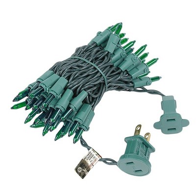 Green 50-Light Incandescent Mini Christmas String Lights with Green Wire