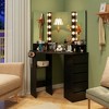 Corner Vanity Desk with 3-Color LED Lighted Mirror and Power Outlet - 3 of 4