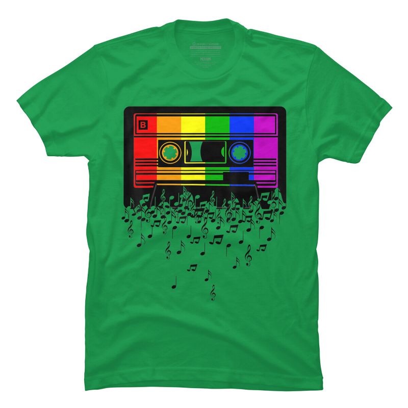 Adult Design By Humans Pride Rainbow Flag Music Note Cassette By Avocato T-Shirt, 1 of 5
