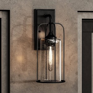 Urban Ambiance Luxury Farmhouse Outdoor Wall Sconce 17''H x 7.5''W,  Midnight Black Finish,  Henderson Collection, UHP1301 - 1 of 4