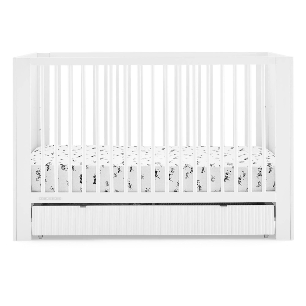 Delta Children Cassie 4-in-1 Convertible Crib with Underdrawer - Greenguard Gold Certified - Bianca White