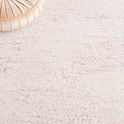 Ebony 5' x 8' Pink and Ivory Hand Tufted Wool Area Rug