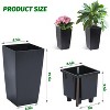 Acekool Self-Watering Planters (Set of 2) - Black & White with Drainage & Wheels - 3 of 4