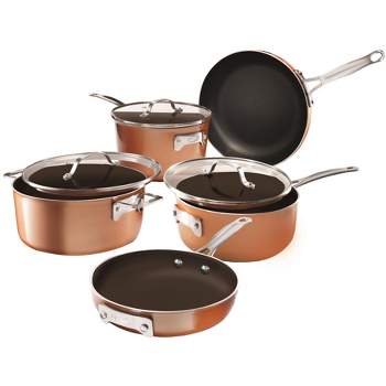 Gotham Steel Stackmaster 8 Piece 7'' and 10'' Copper Space Saving Nonstick Cookware Set
