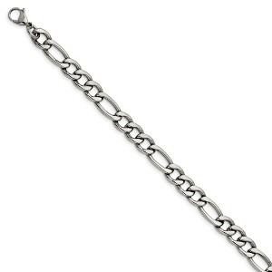 Black Bow Jewelry Men's 8.4mm Stainless Steel Figaro Chain Bracelet, 8 Inch - 1 of 4