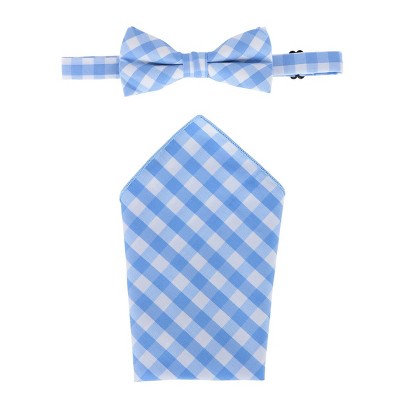 CTM Men's Cotton Checkered Bow Tie and Handkerchief Set