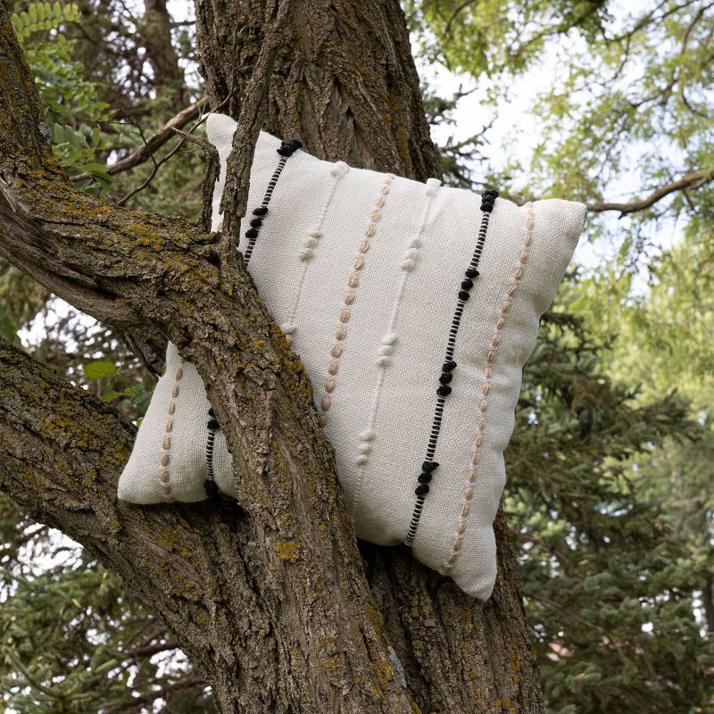 20X20 Inch Hand Woven Multi Stripe Outdoor Pillow White Polyester With Polyester Fill by Foreside Home & Garden, 2 of 6