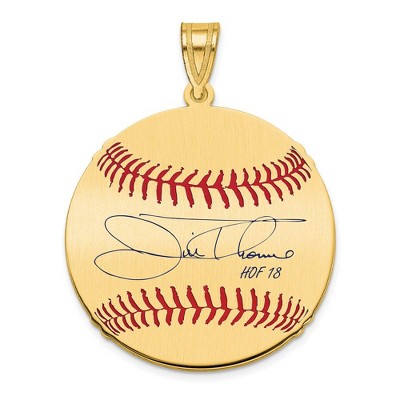 Black Bow Jewelry 14K Gold Plated Jim Thome Signature MD Enamel Baseball Pendant