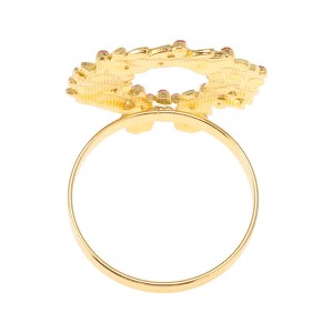 Unique Bargains Napkin Rings Stainless Steel Red Green Gold Tone 1Pc - 1 of 3