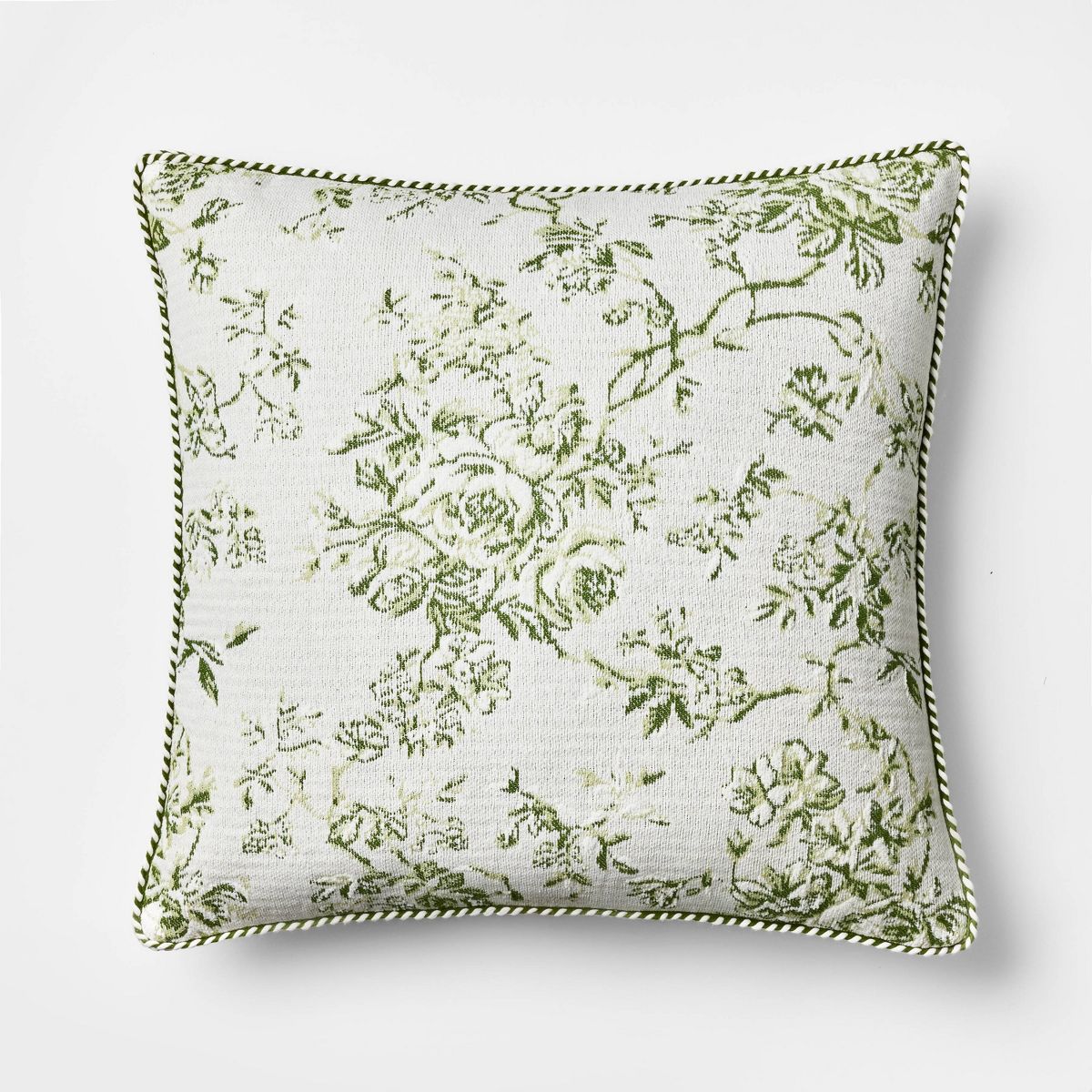 Oversized Square Floral Jacquard Pillow Green - Threshold™ designed with Studio McGee