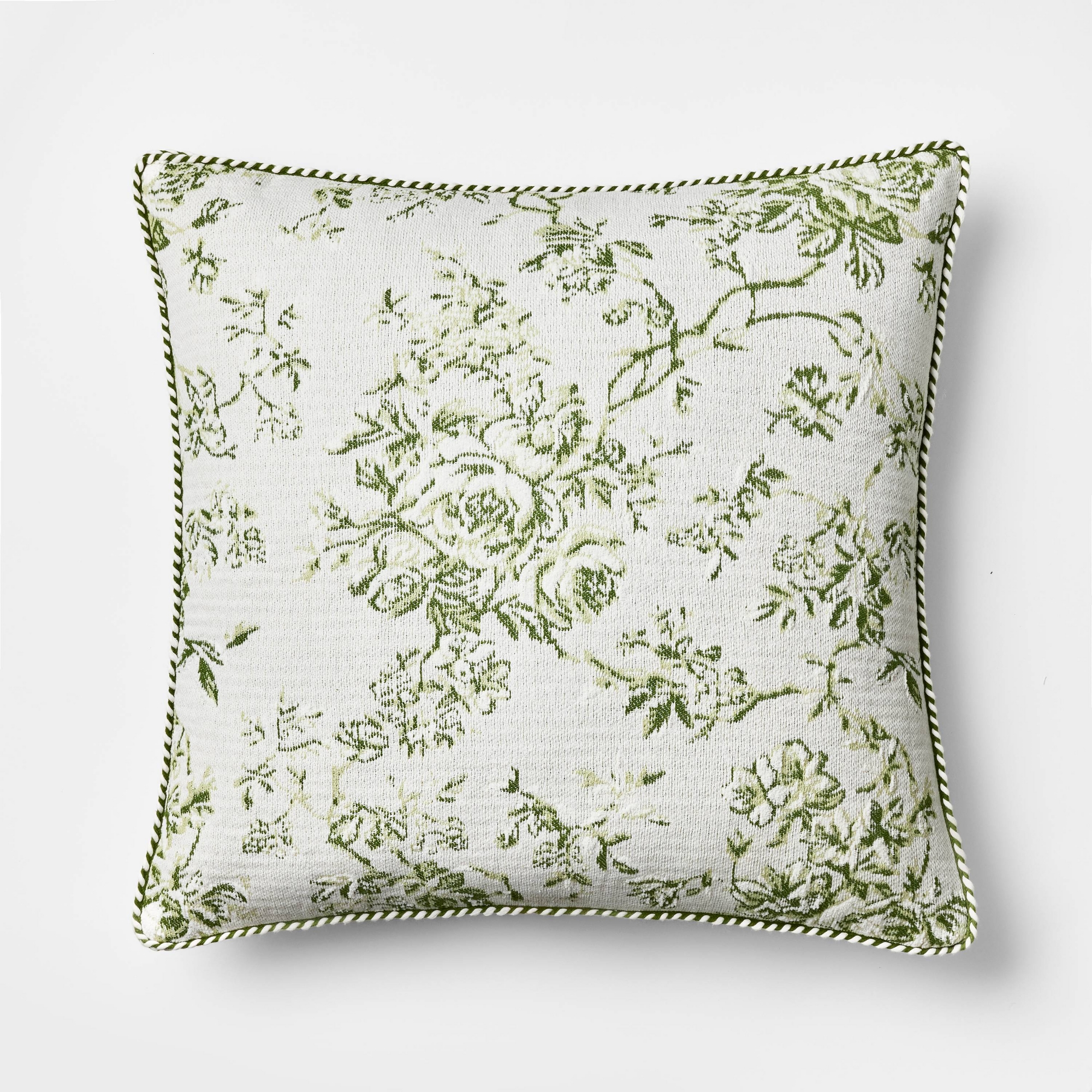 Oversized Square Floral Jacquard Pillow Green - Threshold™ designed with Studio McGee