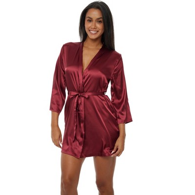 Alexander Del Rossa Women's Satin Robe With Pockets, Belt Loops, Short ...