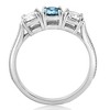 Pompeii3 1 1/2Ct Blue Diamond 3-Stone Accent Engagement Ring in Gold Lab Created - 2 of 4