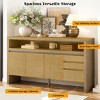 Sideboard Storage Cabinet with Drawers and Open Shelf, Navy Blue Sideboard Buffet for Kitchen, Entryway, Dining Room, Living Room-Maison Boucle - 4 of 4