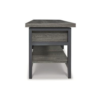 Rhyson 48" Brown Transitional Storage Bench with Plank Shelf