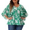 Agnes Orinda Women's Plus Size Summer Casual V Neck Flowy 3/4 Sleeve Babydoll Blouses - 2 of 4