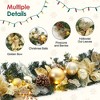 6 Ft Pre-Lit Artificial Xmas Garland with 20 LED Lights, Rattan Christmas Decoration with Gold Bows, Ball Ornaments, Pine Cones, Gold - 3 of 4