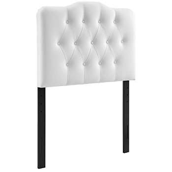 Modway Annabel Tufted Button Faux Leather Upholstered Twin Headboard in White