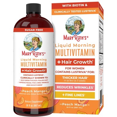 MaryRuth's Morning Multivitamin + Lustriva Liquid, Peach Mango, 30 fl oz