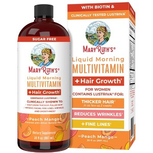 MaryRuth's Morning Multivitamin + Lustriva Liquid, Peach Mango, 30 fl oz - 1 of 4