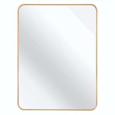 GlasFlength Decorative Wall Mirrors Rectangular Accent Mirror Wall Mirror Polished Mirror Decorative Mirror for Living Room, Gold, 40"*30"*1.1"