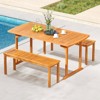 Costway Acacia Wood Outdoor Bench 48" Long Patio Dining Bench with Slatted Seat for Garden - 4 of 4