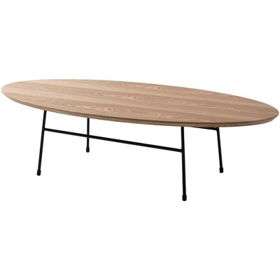 Leisuremod Rossmore Modern Oval Coffee Table With Black Steel Frame In ...