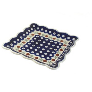 Blue Rose Polish Pottery 1610 Zaklady Small Square Dessert Plate - 1 of 1