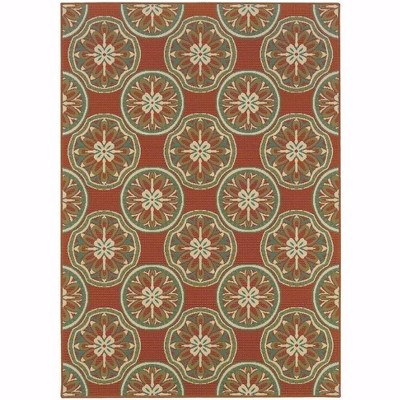 Oriental Weavers Montego 8323D Orange/ Ivory Indoor/Outdoor Area Rug - 2'5" x 4'5"