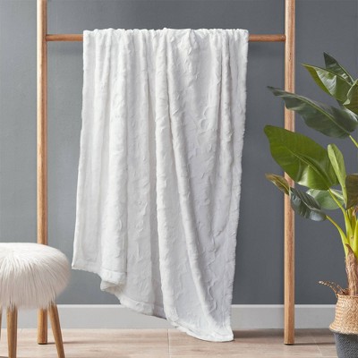 White Oversized Faux Fur Reversible Throw Blanket