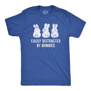 Mens Easily Distracted By Bunnies T shirt Funny Rabbit Party Gift for Basket - Crazy Dog Men's T Shirt - 1 of 4